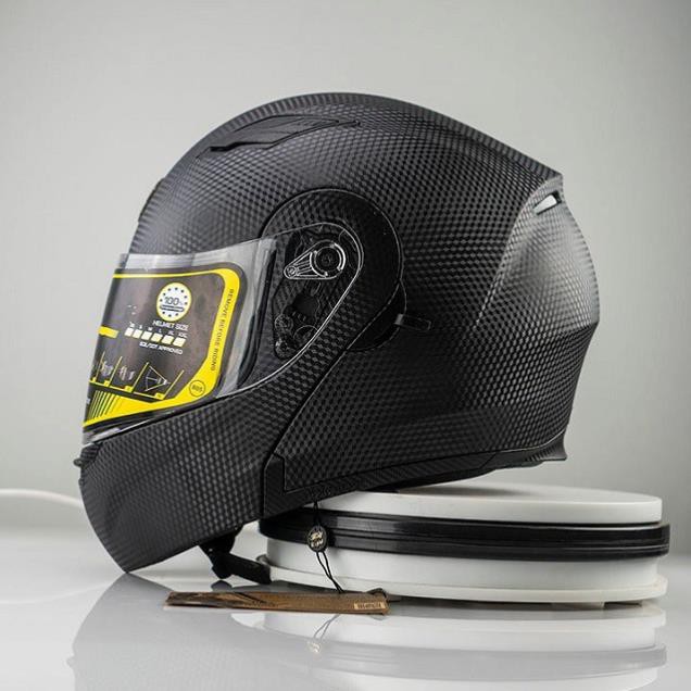 Mũ bảo hiểm Fullface Lật hàm 2 kính Royal M179 đen nhám vân Carbon - ASA HELMETS
