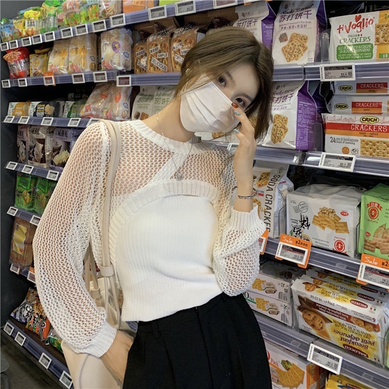 Set Áo Croptop Tiệm Vải Xinh Áo Ống Mix Áo Ngoài Lưới Dáng Croptop set013