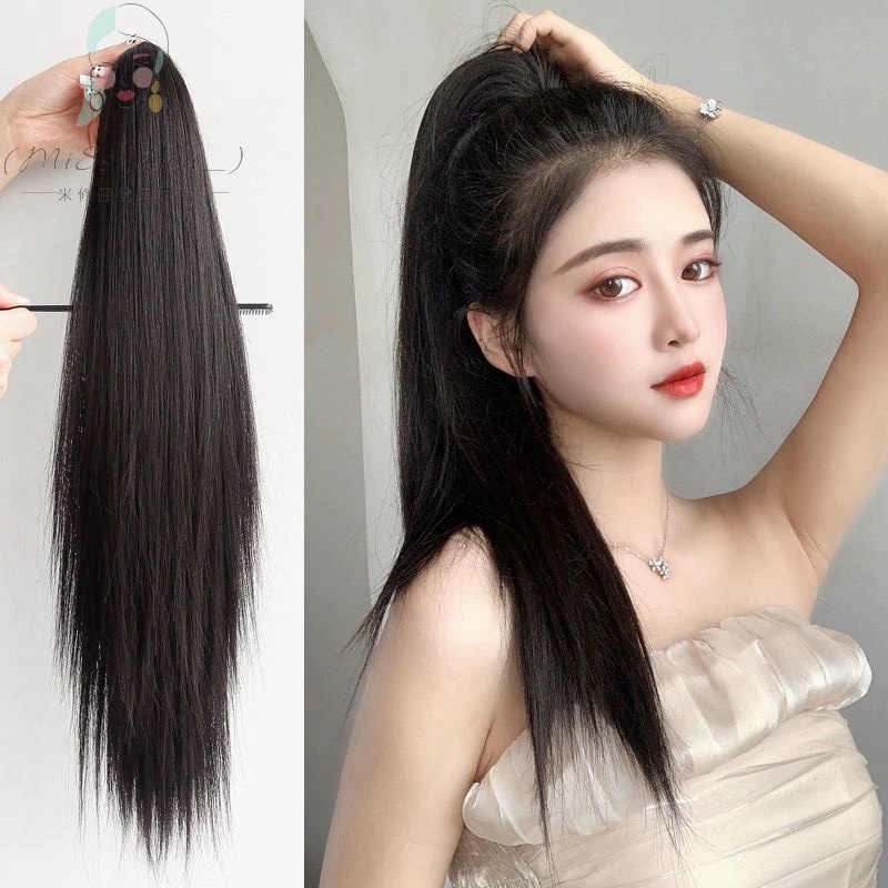 Tóc giả ngoạm thẳng 50cm chất liệu sợi tơ Hàn Quốc