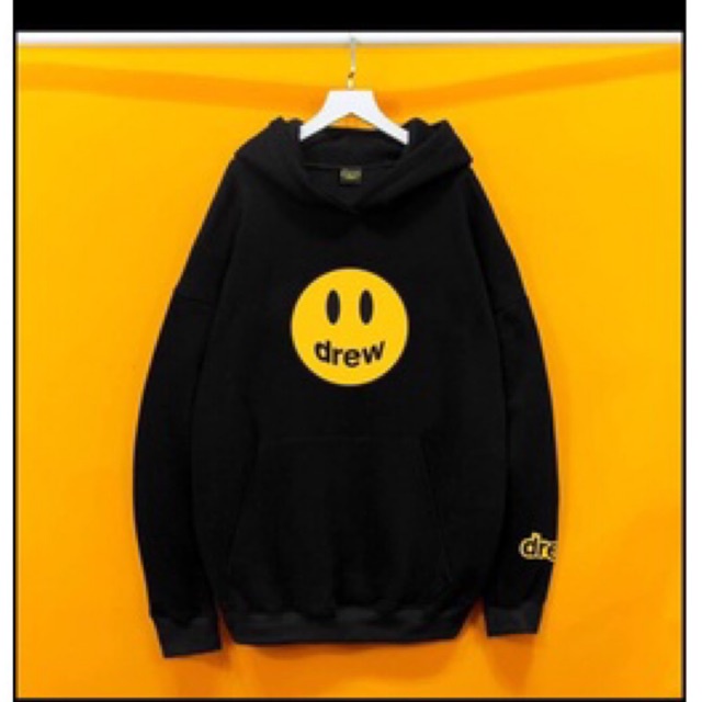 áo hoodie nỉ mặt cười vàng drew có lô gô chữ tay