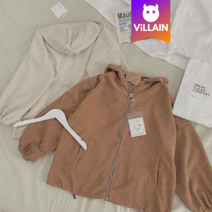 Áo Khoác Nhung Gân Tăm Trơn Tay Bồng Form Rộng Oversize - Villain | BigBuy360 - bigbuy360.vn