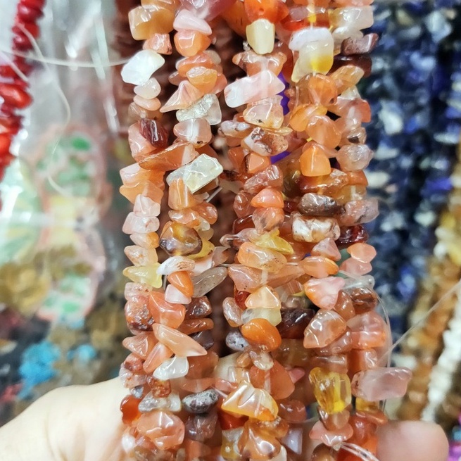 Đá ngọc lam vụn, đá tự nhiên dây 40/80cm thiên nhiên nhiều màu làm trang sức handmade