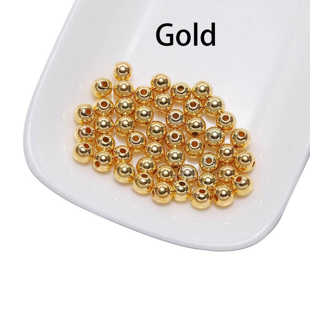 Bộ 30-400 hạt xỏ màu vàng hồng và bạc 3 4 5 6 8 10 12mm làm trang sức handmade DIY