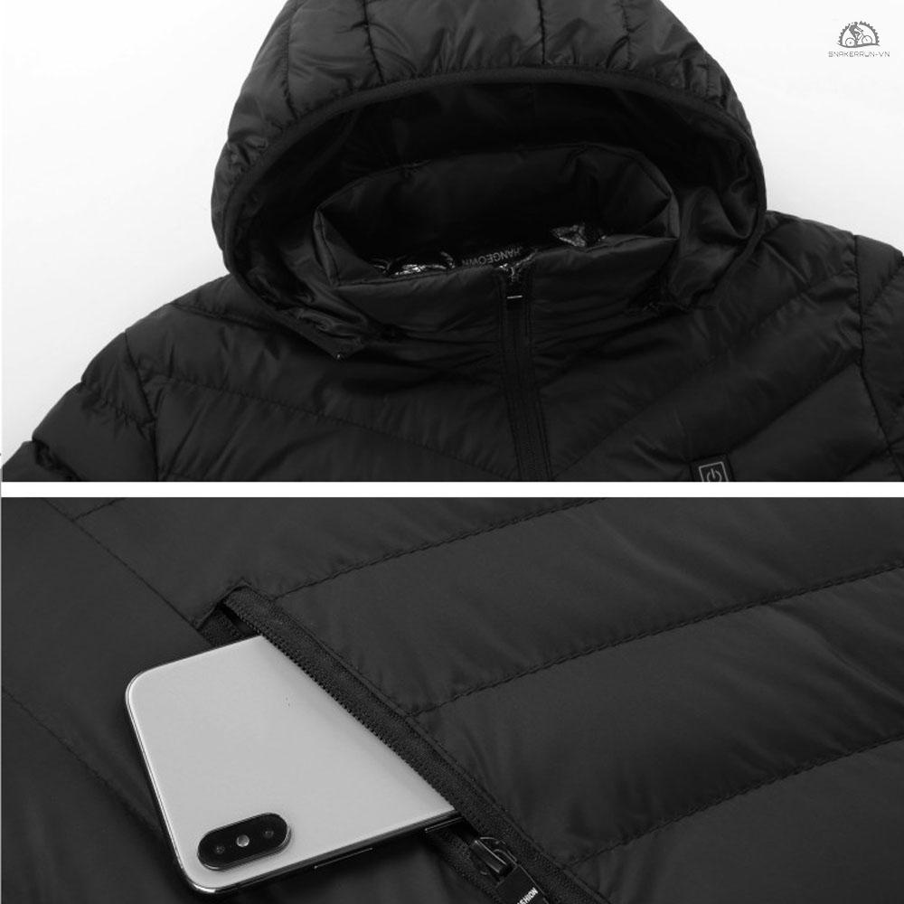 Áo sưởi điện Natado V2 - Áo khoác sưởi ấm bằng điện cao cấp, dài tay, có mũ