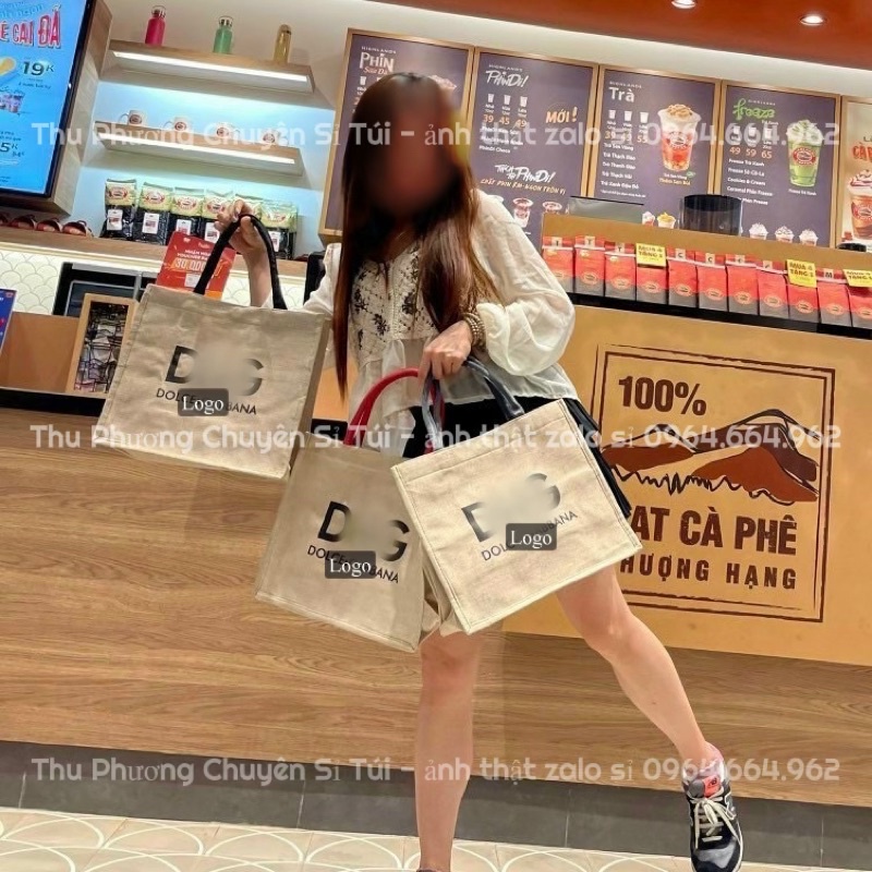 Túi cói in logo to giữa đi du lịch loại 1 túi to, dày dặn, đựng được nhiều đồ (Sỉ Giá Siêu Đẹp)