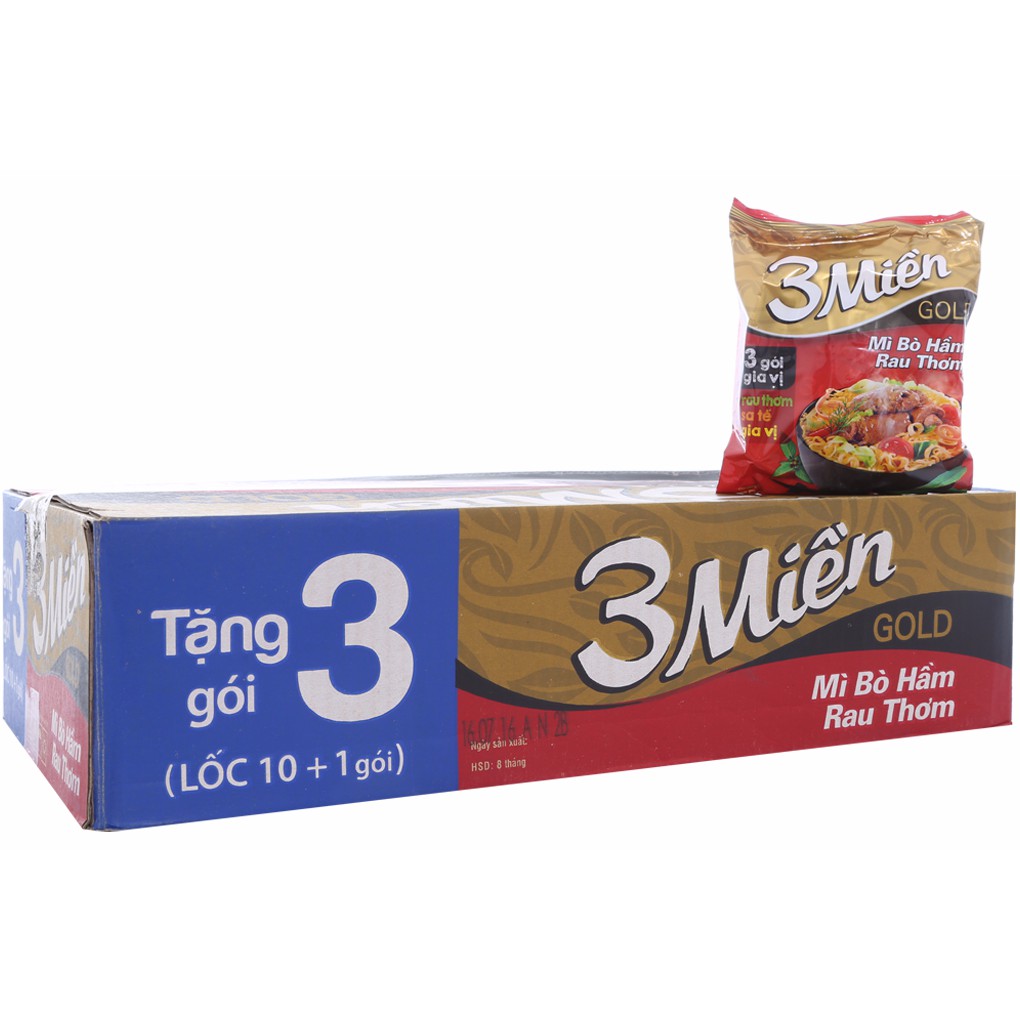 Thùng mì 3 Miền Bò hầm rau thơm (30 gói x75g)