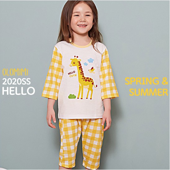 Bộ pijama lửng bé gái Hello Cutie 100% cotton - Olomimi Hàn Quốc