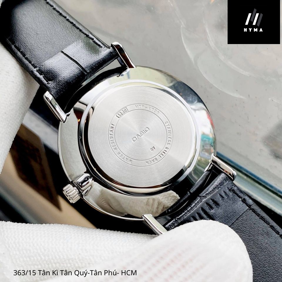 Đồng hồ nam nữ dây da Casio VT01L Mặt đen chống nước 3ATM Bảo hành 1 năm Hyma watch | BigBuy360 - bigbuy360.vn