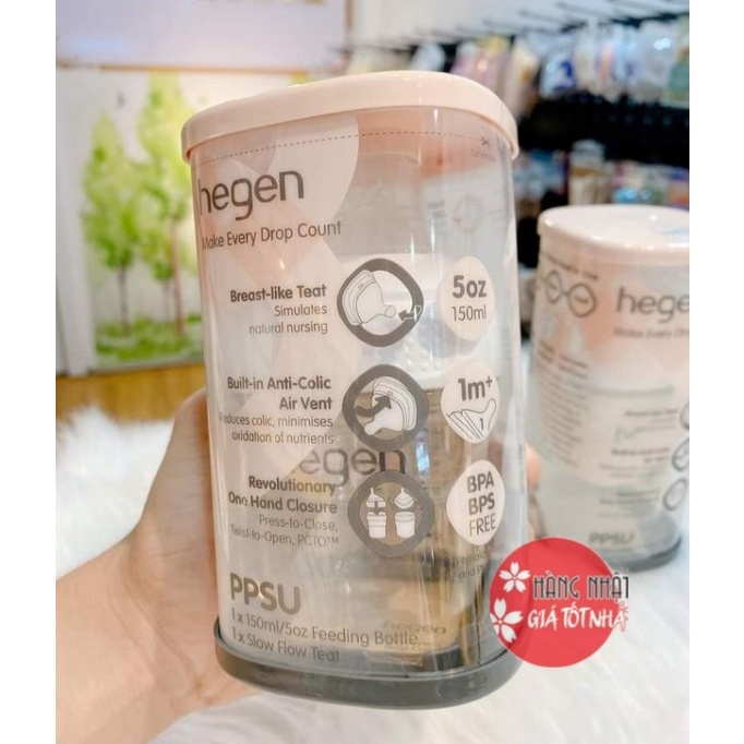 Bình sữa hegen 240ml/160ml cho bé tặng kèm tay cầm (có sẵn)
