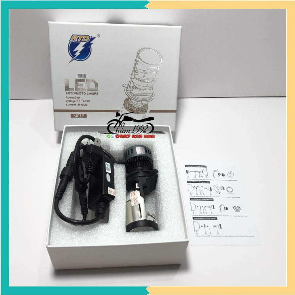 Đèn Led Bi Cầu Mini M01b 36W Bản 2021 Chân H4 Có Chắn Sáng