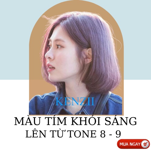 Thuốc Nhuộm Tóc Màu Tím Khói Sáng  Tặng Trợ Nhuộm  Kenzii Lên Từ Tone 8 - 9 ( Thuốc Nhuộm Tóc Tím )