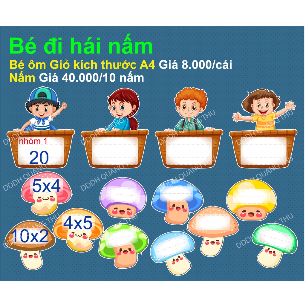[Đồ dùng dạy học] Bé hái nấm