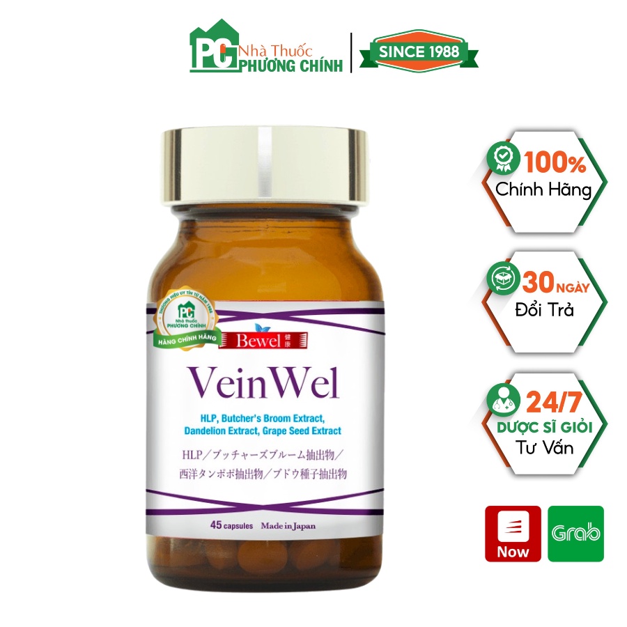 Viên Uống Suy Giãn Tĩnh Mạch Bewel Veinwel Giúp Giảm Các Triệu Chứng Suy Giãn Tĩnh Mạch (Hộp 45 Viên)