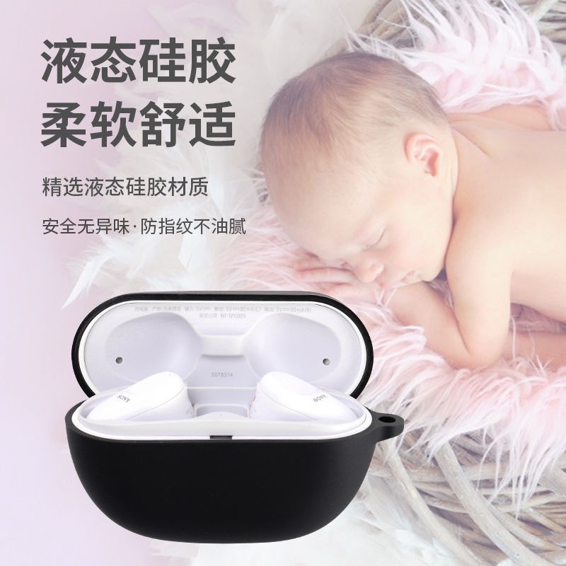 Vỏ Bảo Vệ Hộp Sạc Tai Nghe sony wf-sp800n Màu Trơn Họa Tiết Hoạt Hình Sáng Tạo Chống Sốc