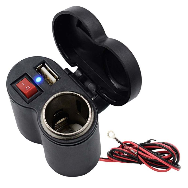 Bộ sạc USB gắn tay lái xe máy chống thấm nước 12V có công tắc cho điện thoại/máy tính bảng GPS