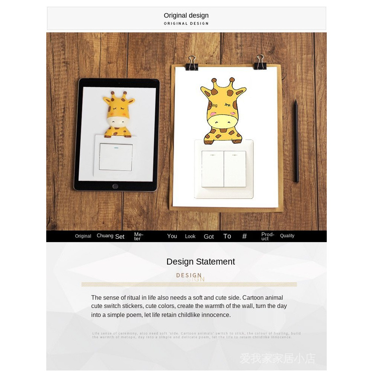 Miếng Dán Trang Trí Công Tắc Tường Bằng Nhựa Họa Tiết Hoạt Hình Đáng Yêu