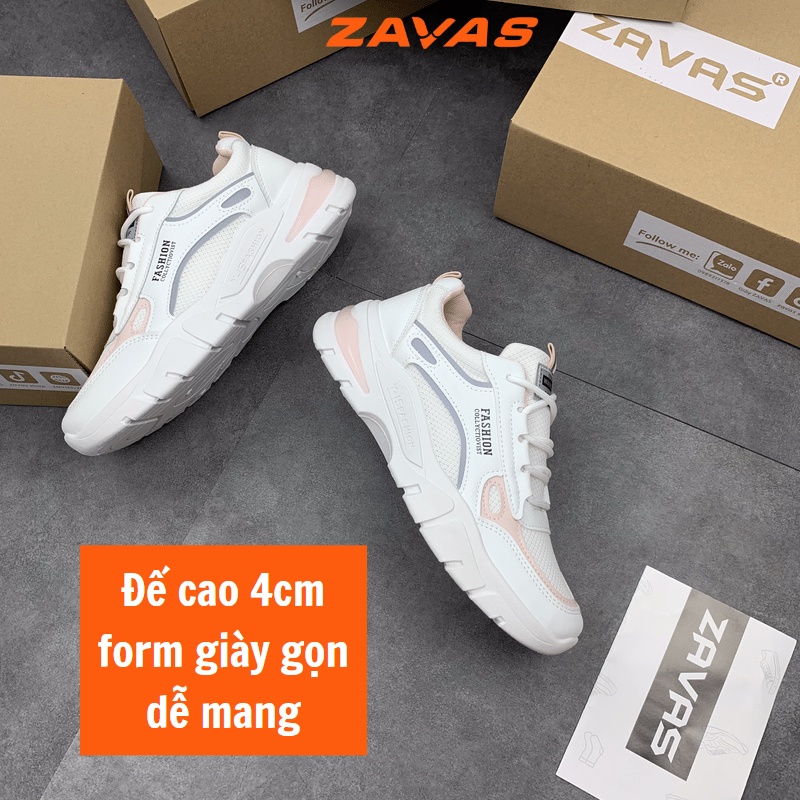 Giày thể thao sneaker nữ ZAVAS đế êm nhẹ thoáng khí đế cao 4cm form giày gọn cộng nghệ Air tạo độ êm - S396