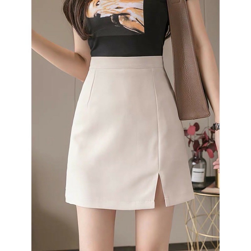 Chân váy ngắn chữ A,Chân váy nữ chữ A ngắn thời trang xẻ trước 2 màu đen- trắng | BigBuy360 - bigbuy360.vn