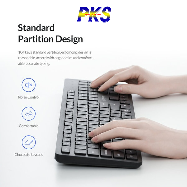 Bộ Bàn Phím Chuột Không Dây 1600 DPI Orico WKM01-BK - Hàng Chính Hãng