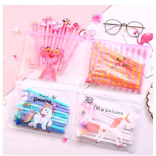 Set 20 chiếc bút bi mực nước siêu xinh nhiều hình cute kèm túi zip