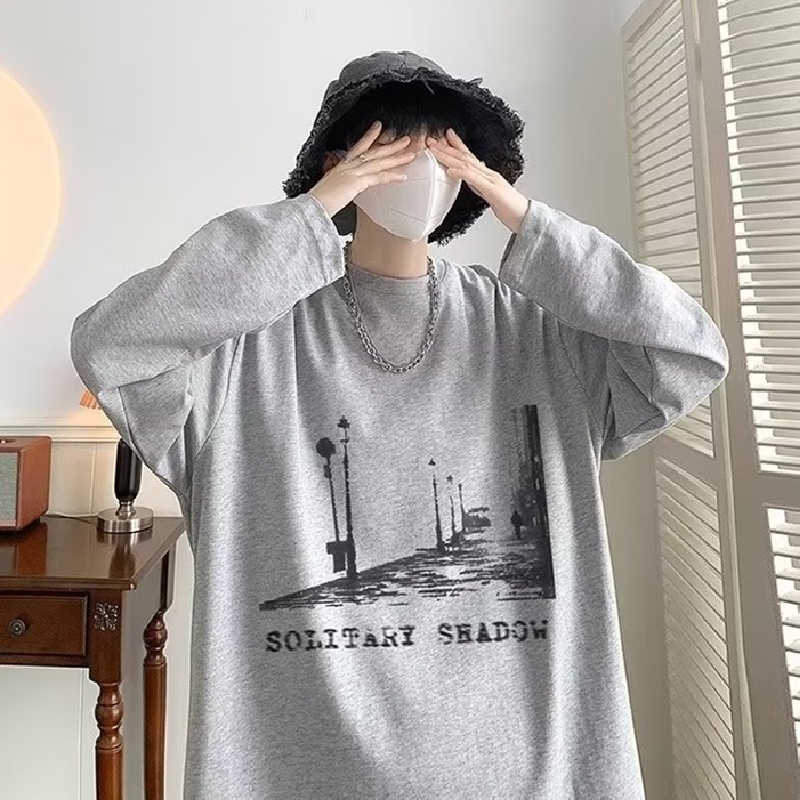 Áo Thun Tay Dài Dáng Rộng In Chữ Thoải Mái Thời Trang Cho Nam Và Nữ size M-5XL