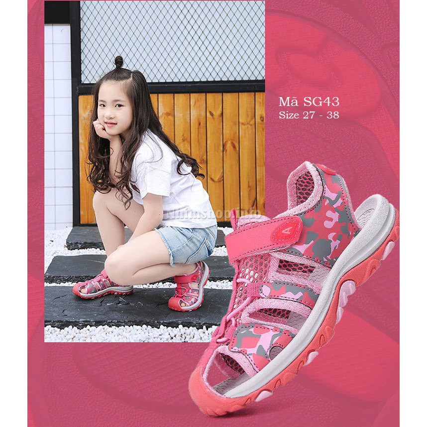 Sandal bít mũi cho bé gái 3 - 12 tuổi khỏe khoắn và năng động SG43