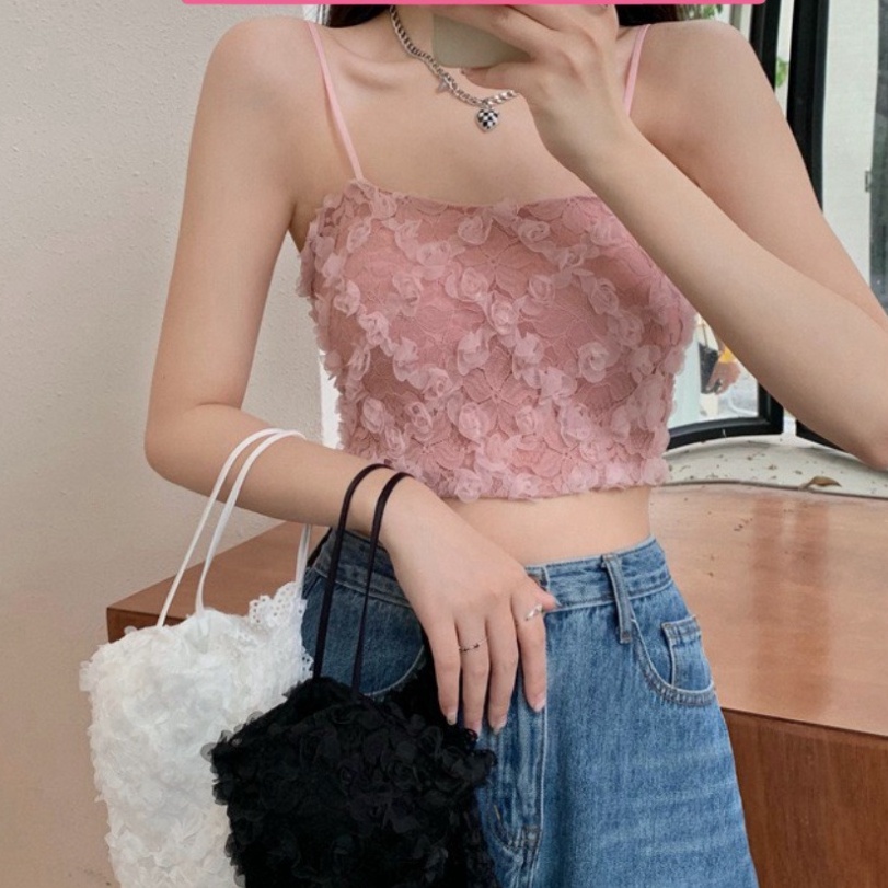 Áo Bra Nữ Ren Hoa Hồng Thêu Nổi 2 Dây Có Thun Bo Lưng Chun Giãn Hot Trend Chất Cực Đẹp Sang Chảnh  316