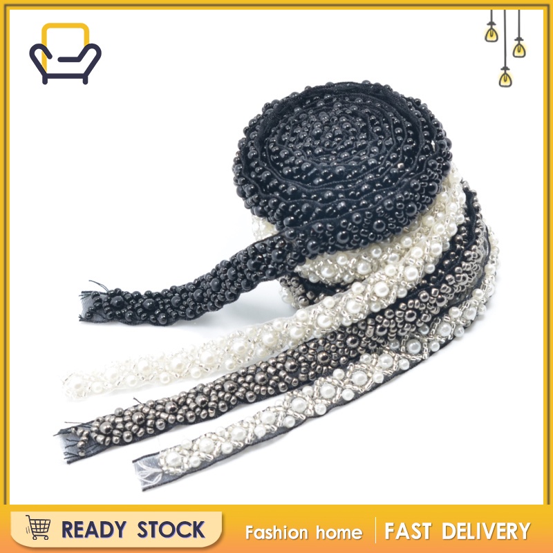 Cuộn Dây Ruy Băng Hạt Ngọc Trai Dài 1cm Màu Đen 2ness Dùng Làm Đồ Thủ Công
