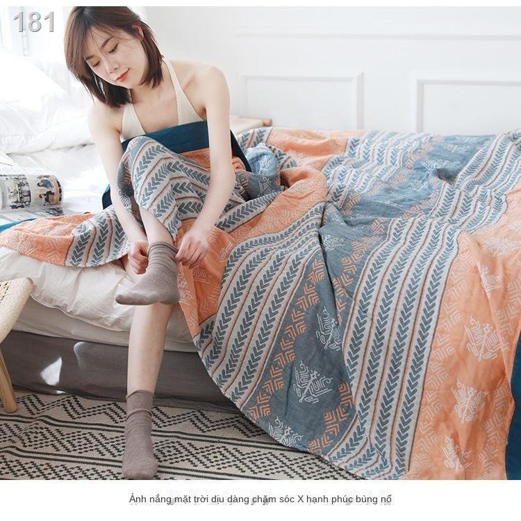 【hàng mới】Phong cách Nhật Bản khăn bông năm lớp chăn gạc đơn đôi mùa hè mát mẻ trải ga giường điều hòa nhiệt độ