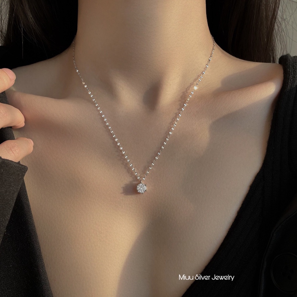 Dây chuyền bạc nữ Miuu Silver mặt đá 6 trấu Miris Necklace