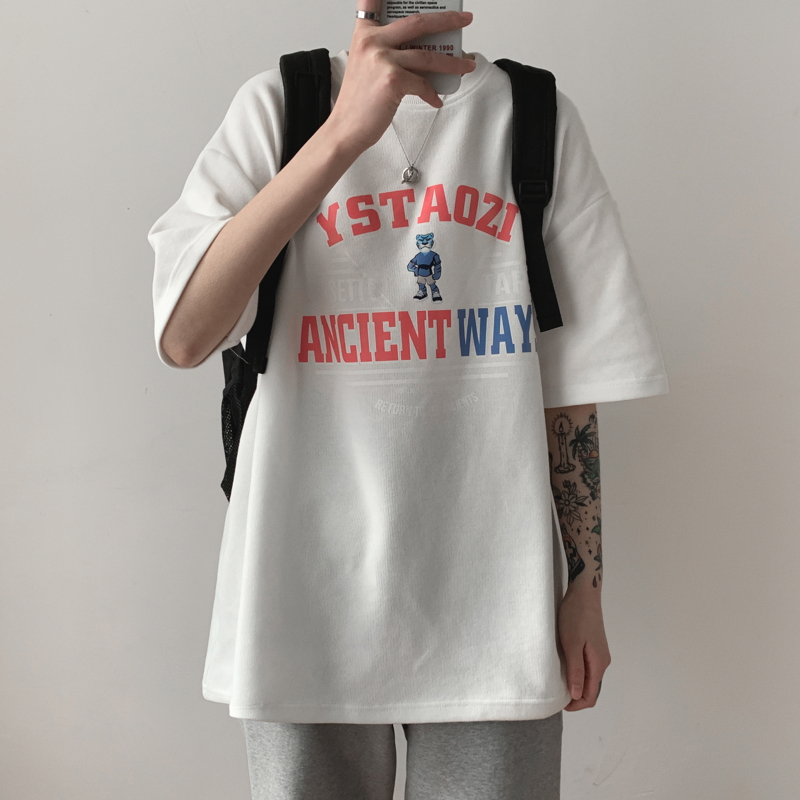 Áo thun tay ngắn cổ tròn chất liệu Cotton in họa tiết thời trang mùa hè cho nam