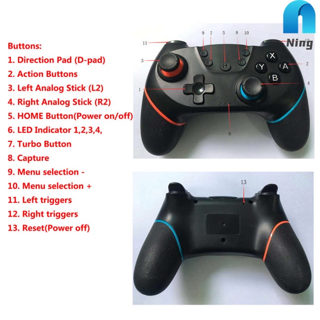 Tay Cầm Chơi Game Bluetooth Không Dây Cho Nintendo Switch Pro