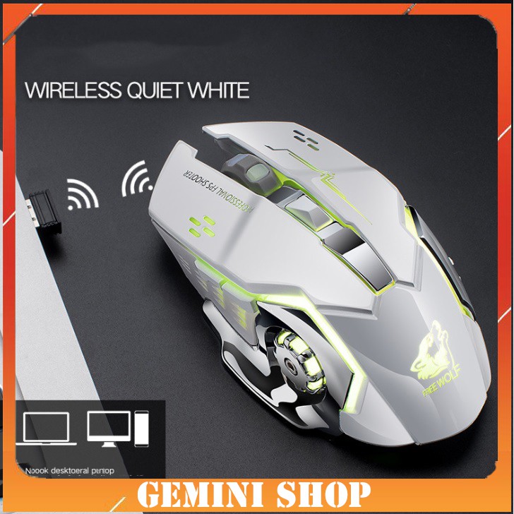 Chuột không dây chuyên game pin sạc Free Wolf X8 Led 7 màu GEMINI SHOP