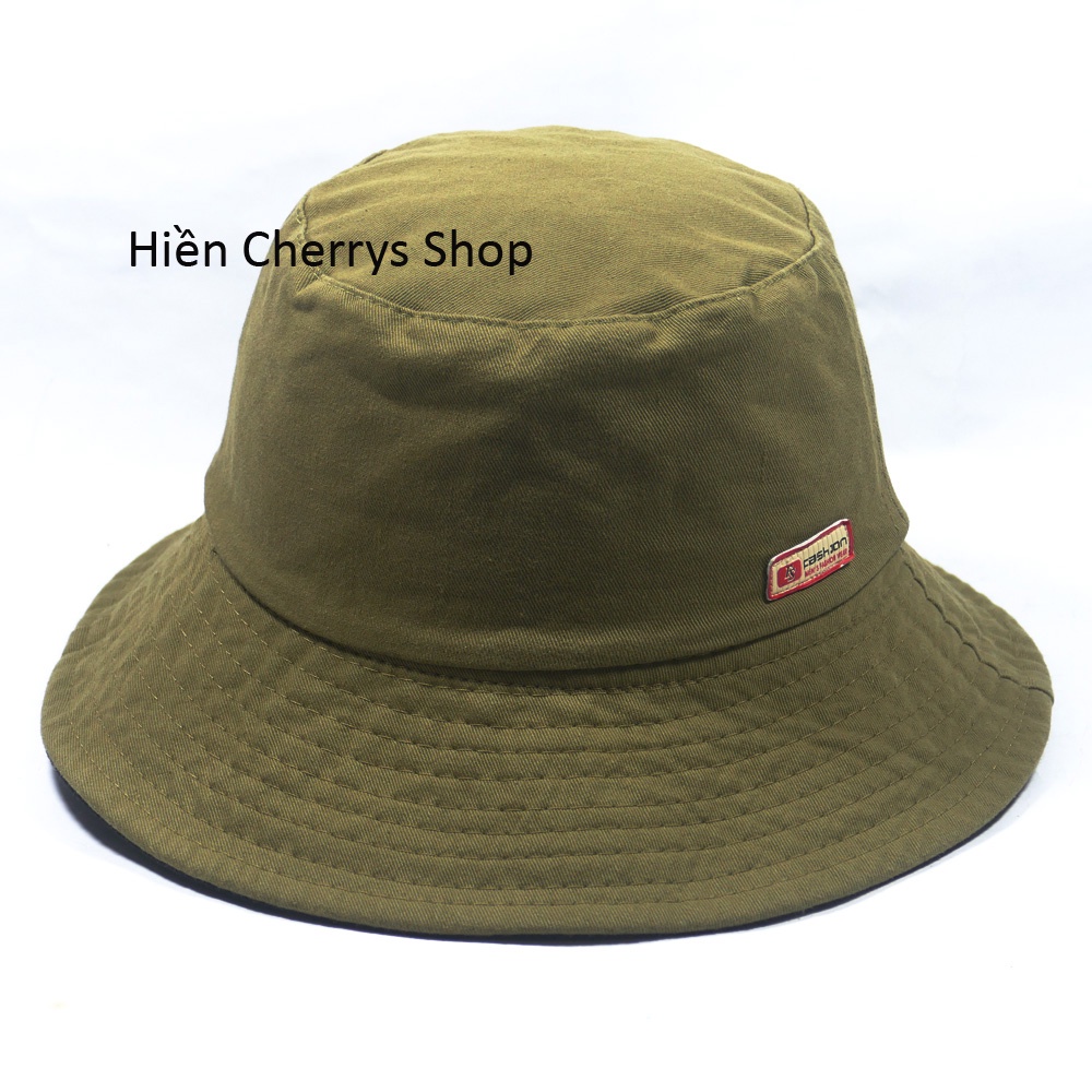 Nón bucket 2 mặt thêu mặt da in chữ Fashion sành điệu thích hợp cho mọi người