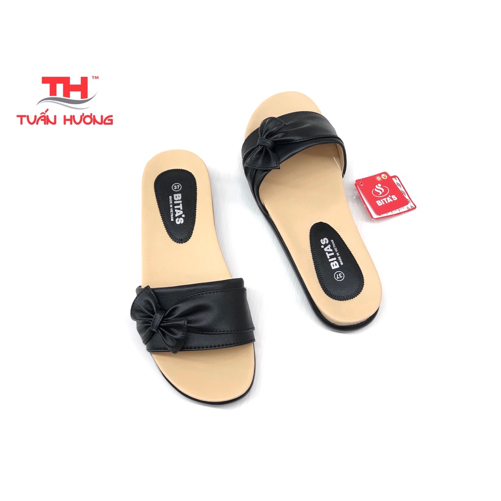 Dép Nữ Thời Trang Quai Ngang Đế Bệt Có Đính Nơ DYN.139
