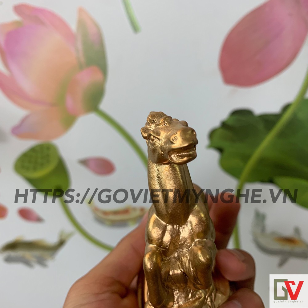Tượng Đá Trang Trí Ngựa Phong Thủy - Tượng ngựa phong thủy để bàn làm việc - Màu nhũ đồng - Cao 12cm