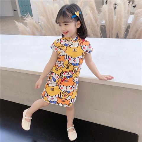 Bộ Đồ Sườn Xám In Hình Rồng Phượng Hoàng Phong Cách Thời Trang Mùa Hè 2022 Mới Dành Cho Bé Gái