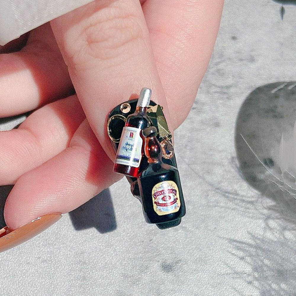 [Hàng mới về] Phụ Kiện Trang Trí Móng Tay Nghệ Thuật Hình Chai Rượu Vang Độc Đáo Thời Trang DIY