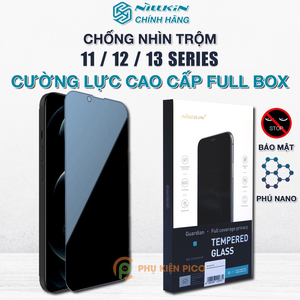 Kính cường lực chống nhìn trộm iPhone 13 Pro Max / Cường lực Iphone 12 Mini / Dán màn hình iPhone 11 Pro Full màn hình