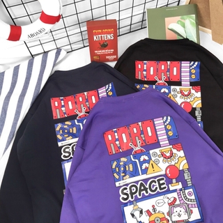 Áo Sweater Oversize Space, JACKLANE , Áo nỉ Unisex Jack Lane dài tay form rộng họa tiết cute ngộ nghĩnh