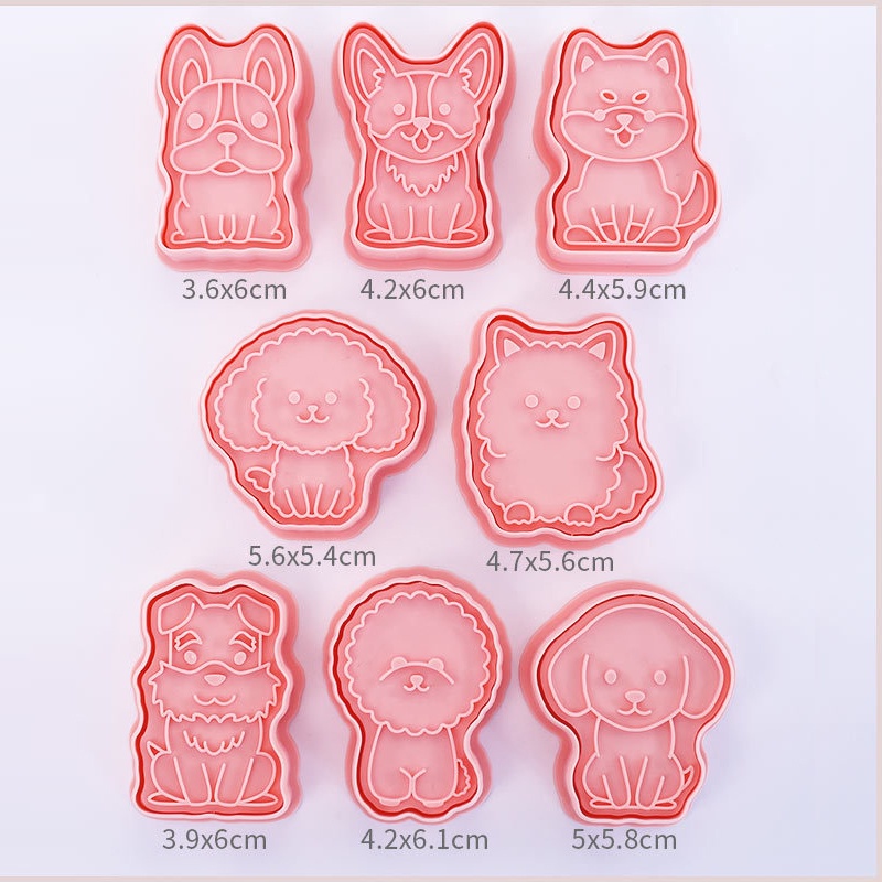Set 8 Khuôn Cắt Bánh Quy Tạo Hình Chú Chó 3D Dễ Thương