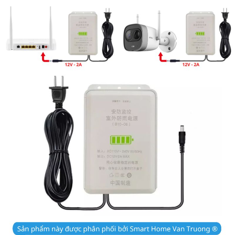 Pin dự phòng cho camera wifi dung lượng cao hoạt động 6h - 8h sau khi cúp điện (UPS 12V - 2A)