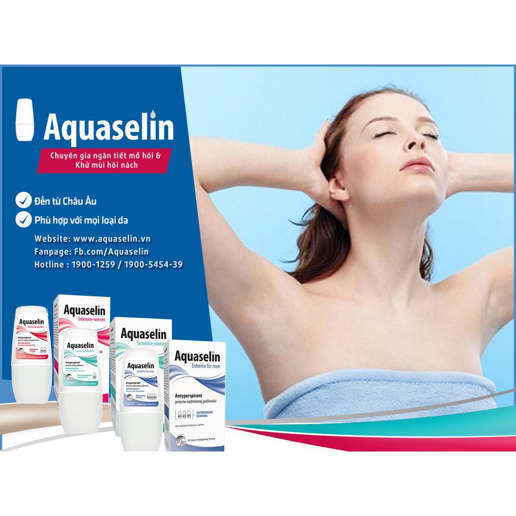 Lăn nách AQUASELIN INTENSIVE WOMEN khử mùi, Lăn nách nữ loại mạnh (mồ hôi nhiều)