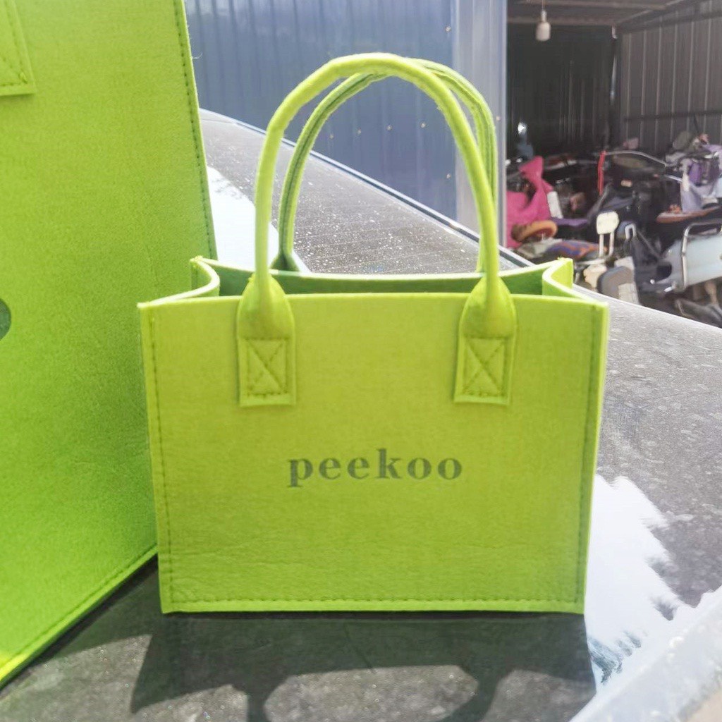 Set 2 túi xách tay in chữ Peekoo màu xanh bơ dành cho nữ Hot trend 2022 siêu thời thượng