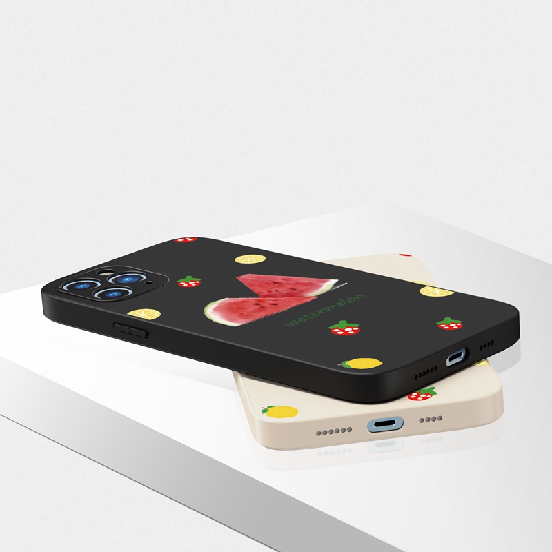 Ốp lưng iphone Ốp điện thoại SUNTAIHO silicon mềm họa tiết dưa hấu và chanh cho iPhone 13 12 11 Mini Pro X XR XS Max 7 8 Plus