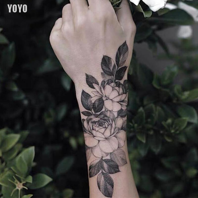 Hình Xăm Dán Tạm Thời Hình Hoa Hồng Đen Quyến Rũ Gợi Cảm