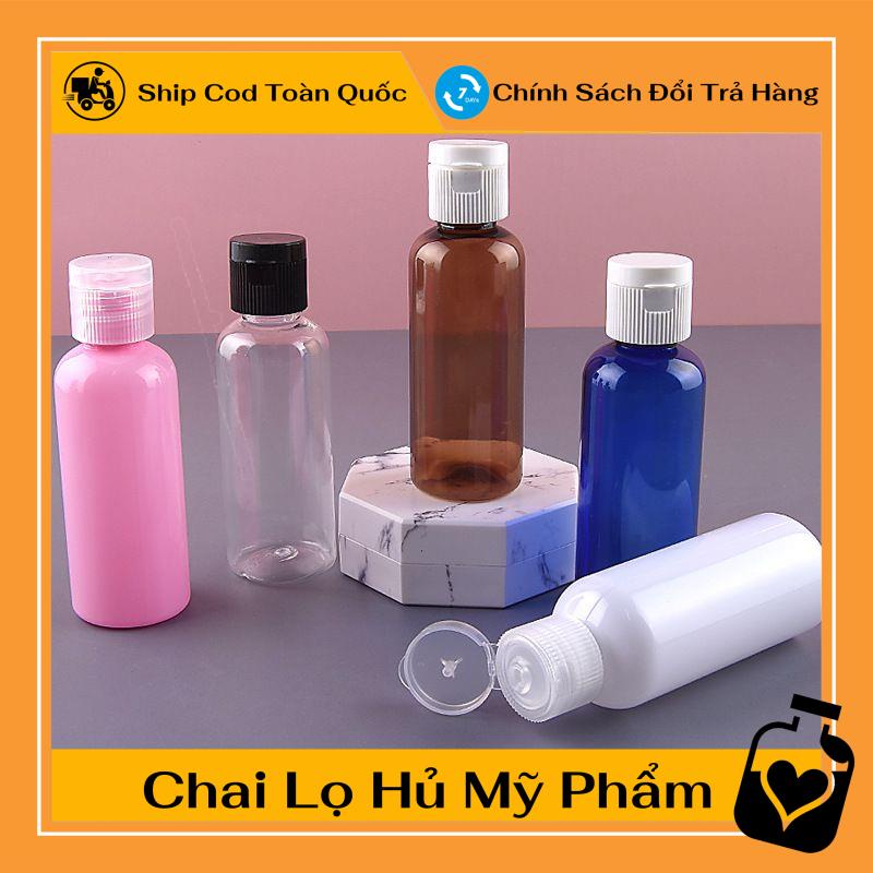 Chai Chiết Mĩ Phẩm ❤ TOP GIÁ RẺ ❤ Chai nhựa pet nắp bật trắng sữa 30ml,50ml,100ml đựng mỹ phẩm , , phụ kiện du lịch