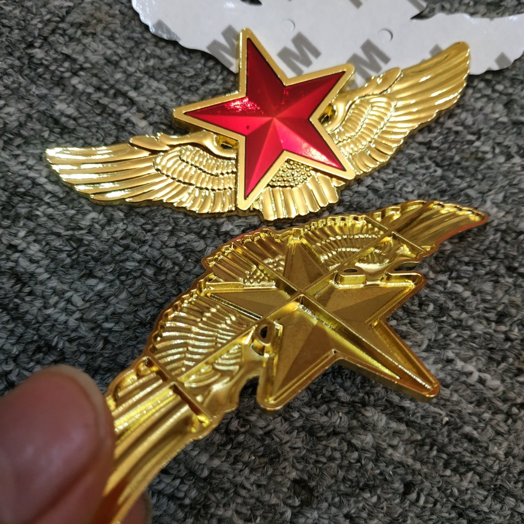 Logo hợp kim dán xe hình ngôi sao - đôi cánh đại bàng 10.8x5cm