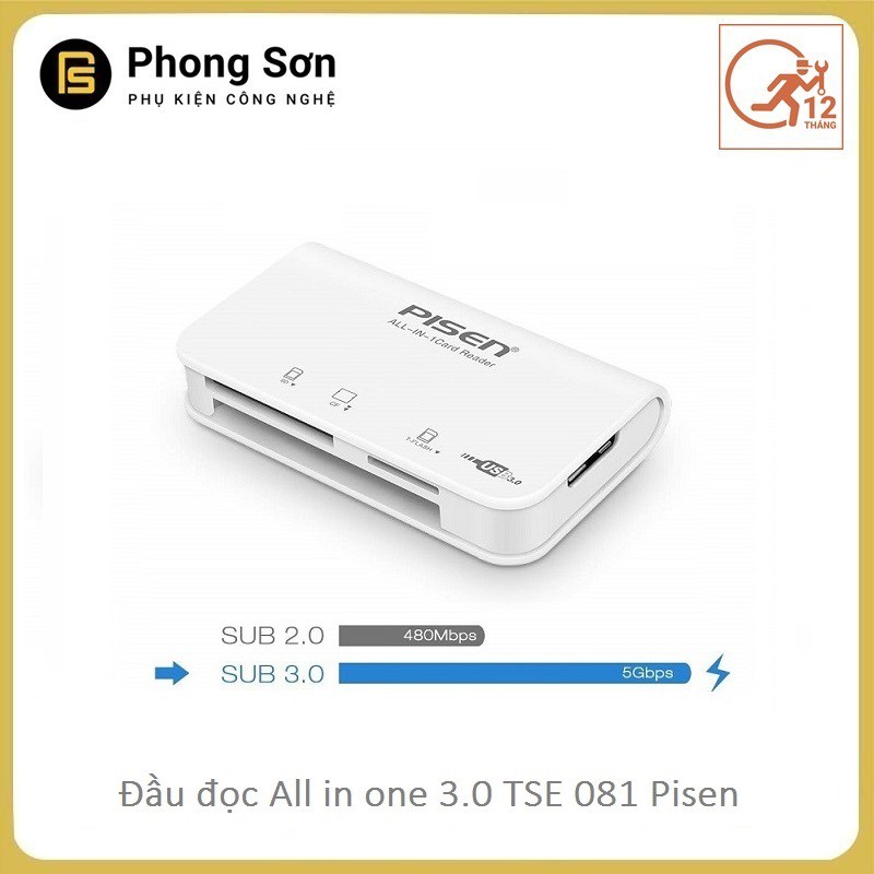  Đầu đọc thẻ đa năng Pisen All-in-one USB 3.0 (Trắng)