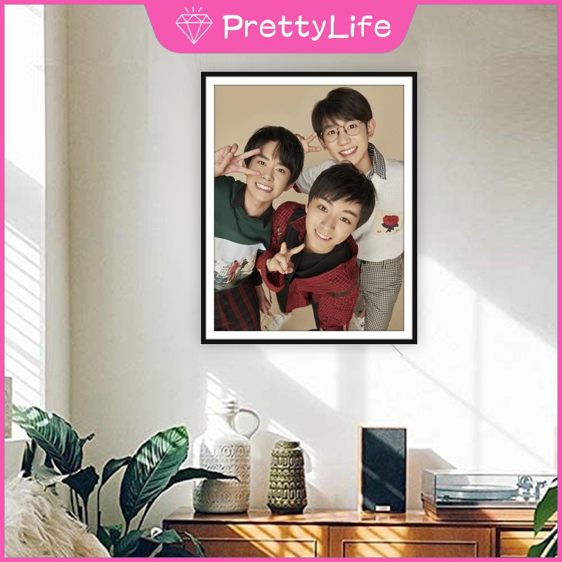 Bộ Tranh Đính Đá 5D Tự Làm 30x40cm/40x50cm Hình Ca Sĩ TFBOYS Trang Trí Nhà Cửa